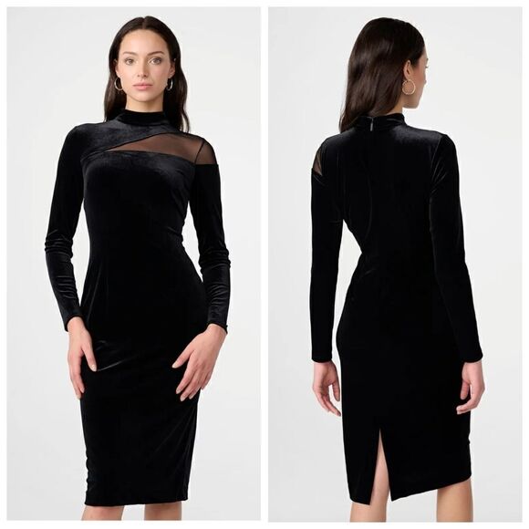 VELVET AND MESH CUT OUT MIDI DRESS size 0new with tags - Picture 1 of 10